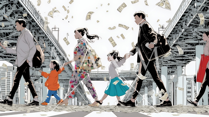 ワーク・ライフ・バランス：ビジネスパーソンが仕事と家庭のバランスをとっている