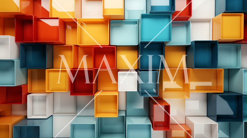 色とりどりのプラスチックブロックで構成されたジオメトリックな背景