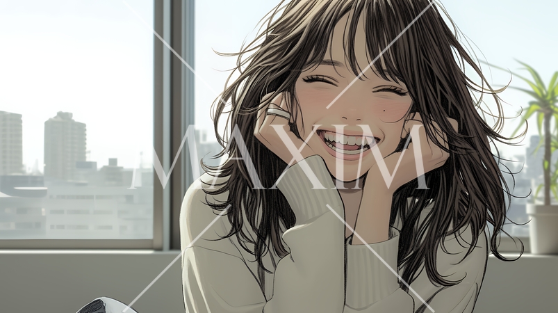 声をあげて大笑いする若い女性