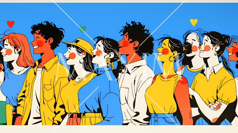 ダイバーシティ＆インクルージョンのビジネスコンセプト｜多様性と平等を表す企業PRイラスト