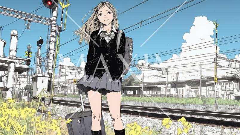 電車で通学している女子高生