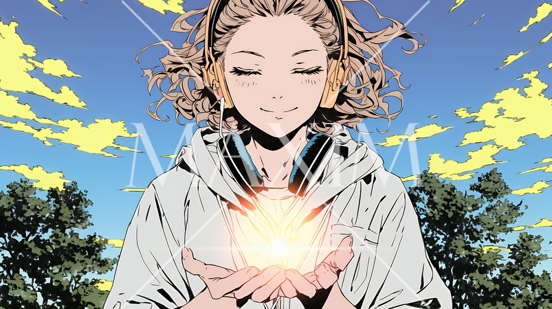 うっとりしている女性：大好きな音楽を聞いている女性