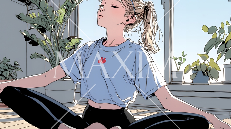 ヨガのクラスに参加している若い女性