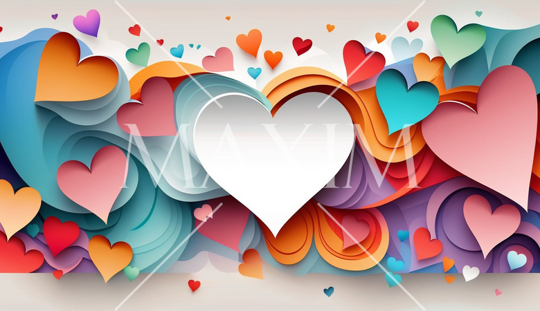 ハートがいっぱいのコピースペースのあるカラフルな背景