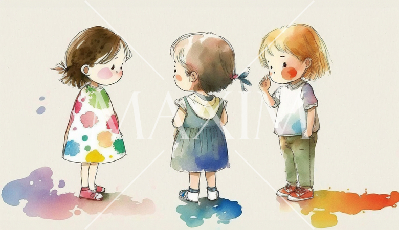 仲良くおしゃべりをしている子供達