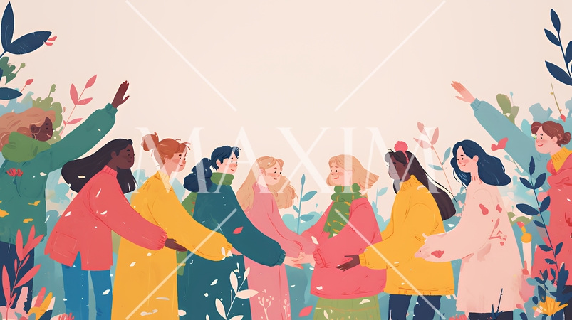 ダイバーシティ＆インクルージョン（多様性と包摂性）（シンプルな色使い）（POPな表現）