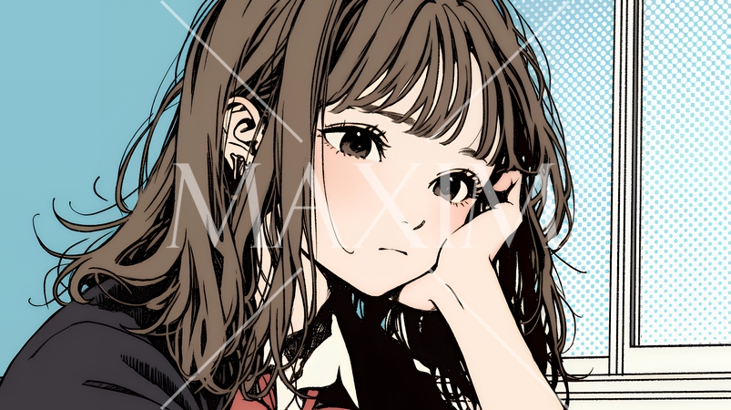 「つまんないの」と不貞腐れている制服を着た女子高生