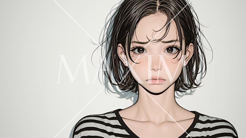 怯えた表情の若い女性