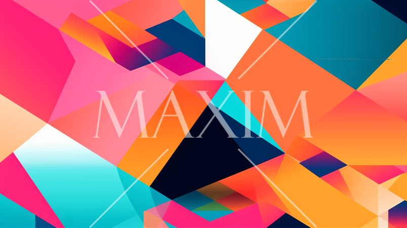 ジオメトリックデザインの背景：幾何学的な形状デザイン。鮮やかな色使いで活気とエネルギーを表現。