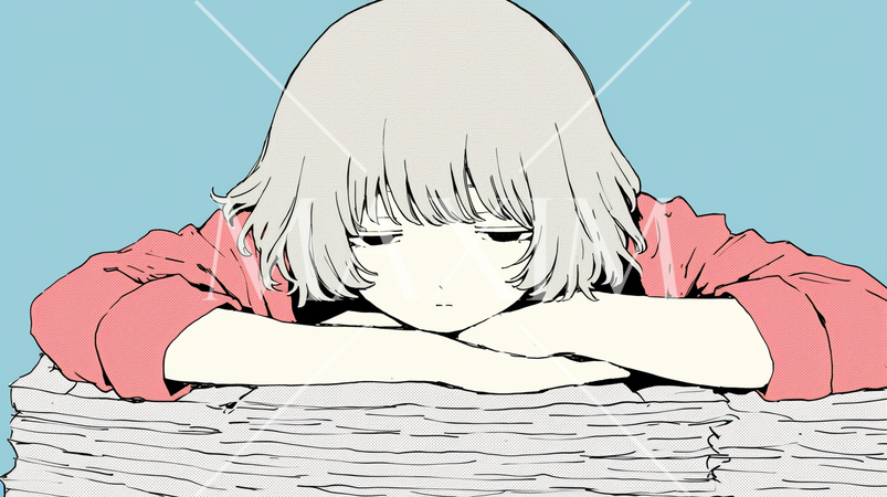 なんかけだるいと、洗濯物の上でうつ伏せになっている若い女性