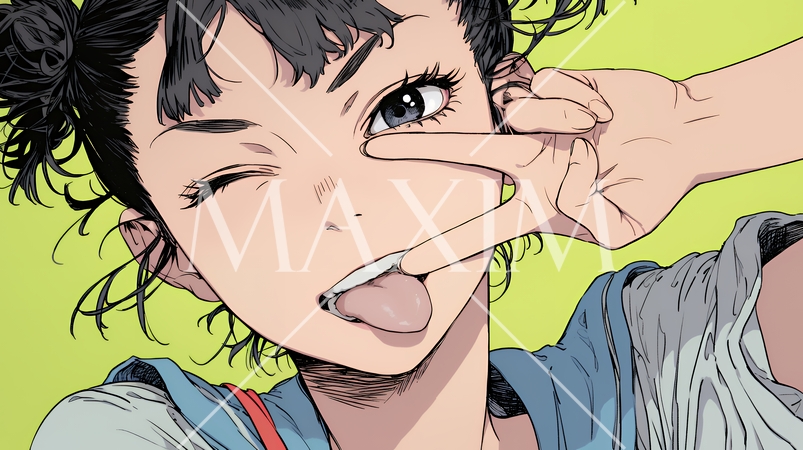 あっかんべー：舌を出して思いっきり相手を馬鹿にしている様子