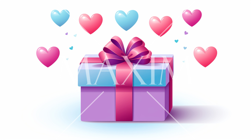 ハートがいっぱいのギフトボックス