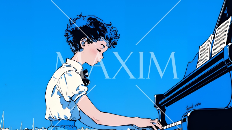 ピアノの発表会（コンクール）に出場している女の子