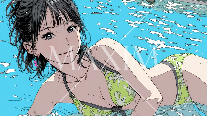 ビーチリゾートを旅行中のビキニ姿の若い女性