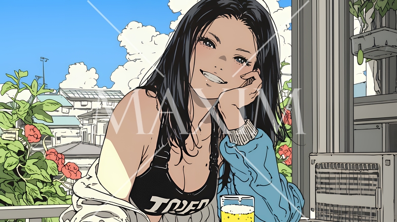 ビールを飲んでいる女性