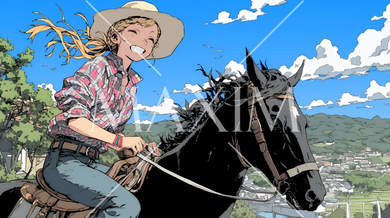 乗馬をしている若い女性