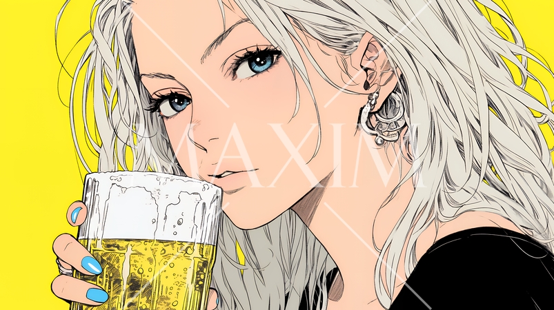 ビールを飲んでいる女性
