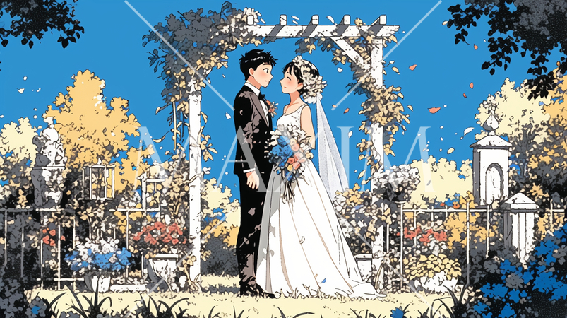 紅葉の中の結婚式