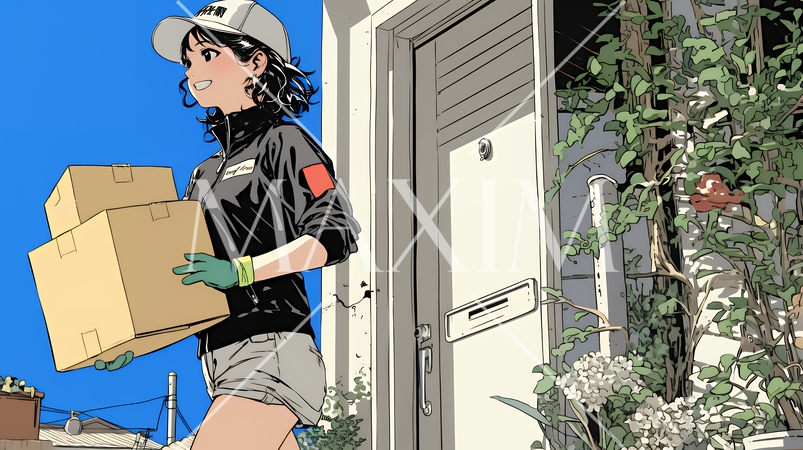 若い女性の宅配配達員（ドライバー）