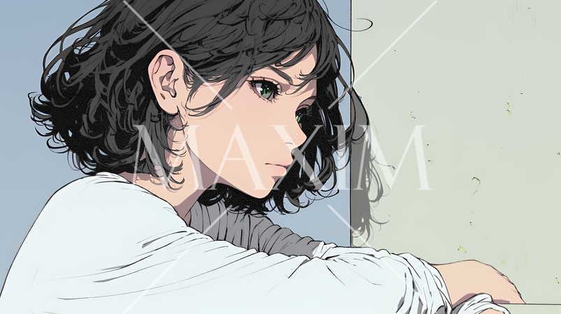 考え事をしている若い女性