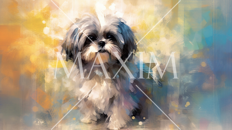 シーズーの水彩画