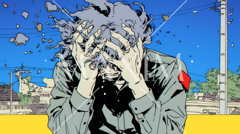 泣き崩れている男性