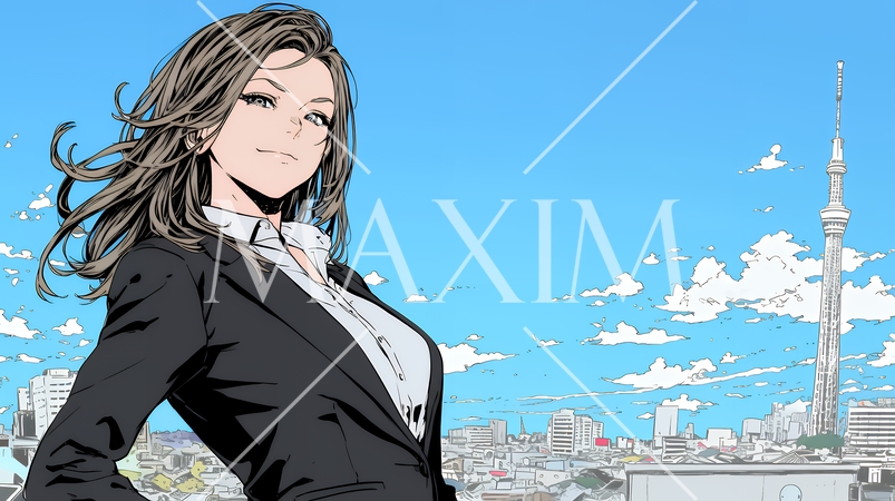 自信満々に晴天の都会の街を歩いているビジネスウーマン