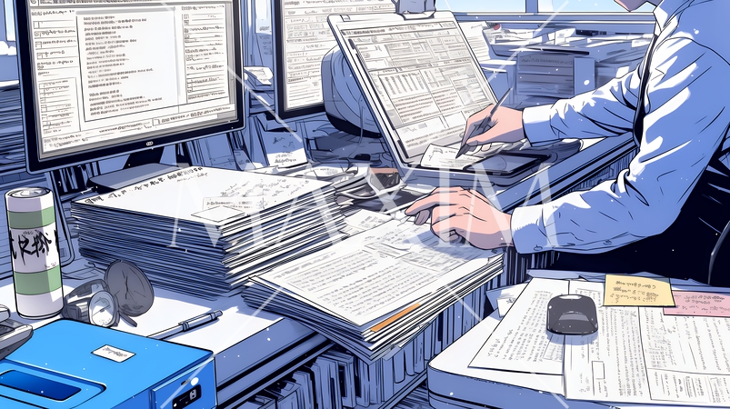 丁寧に書類を仕分けるビジネスパーソン