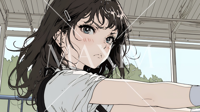 「ふん！」という表情でそっぽを向いている制服を着た女子高生