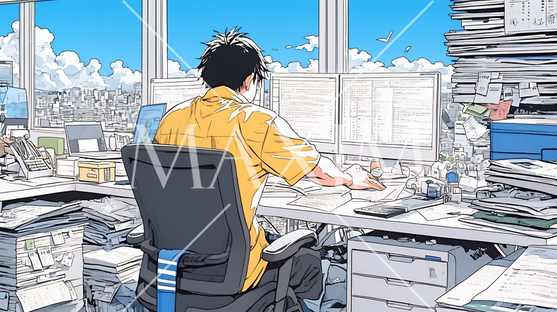 丁寧に書類を仕分けるビジネスパーソン