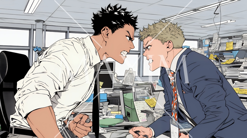 オフィスで言い争いをしているビジネスパーソン