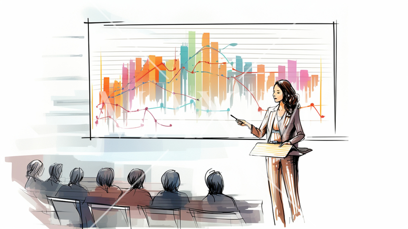 ビジネスプレゼンテーションをしている女性