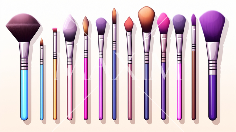 色々なフェースメーキャップブラシのイラスト：プリファレンスシート