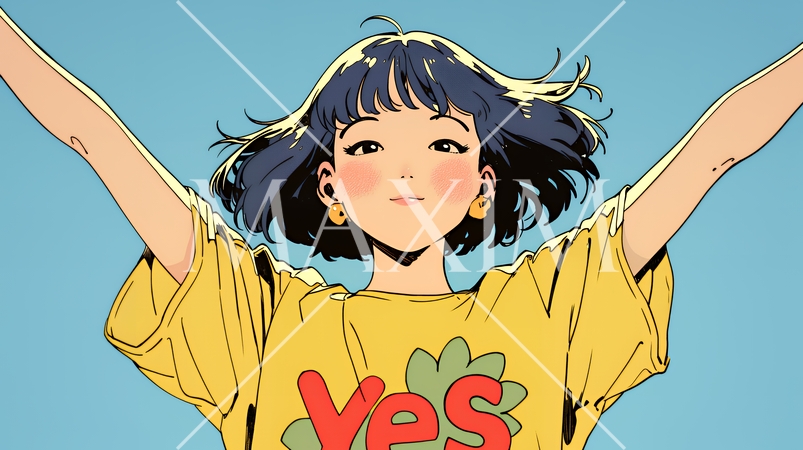 笑顔でYesサインを出している女性