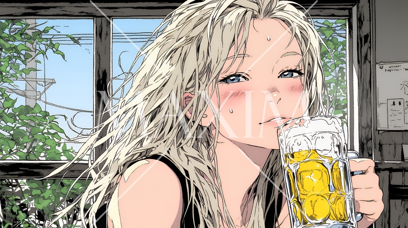 ビールを飲んでいる女性