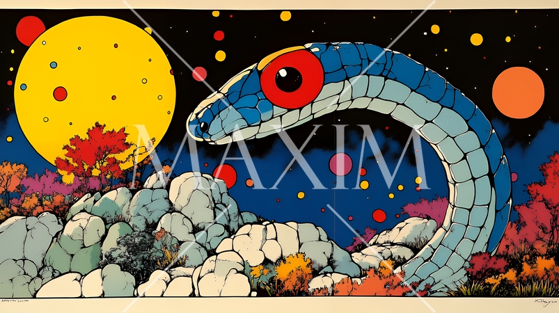 年賀状用のポップなヘビのイラスト