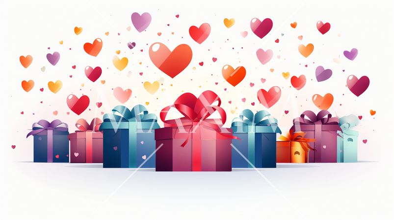 ハートがいっぱいのギフトボックス