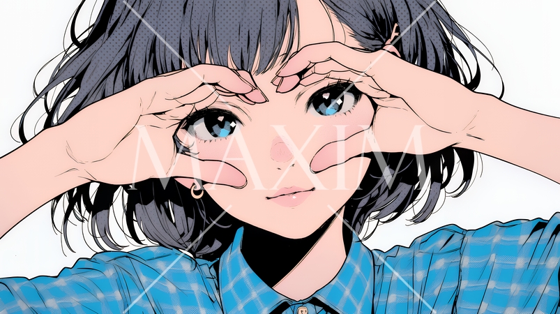 手指でハートサインを作っている若い女性