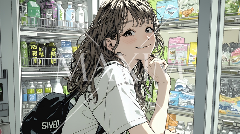 コンビニで新作スイーツを物色中の若い女性