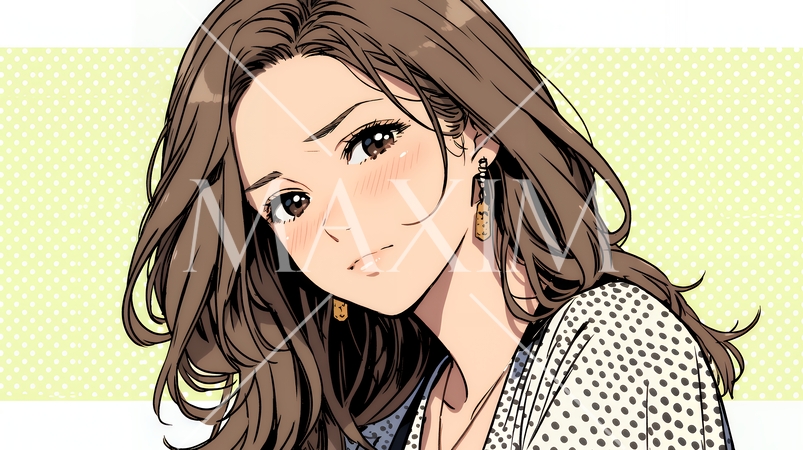 恥ずかしがって顔を赤らめている女性（異性を意識して？）