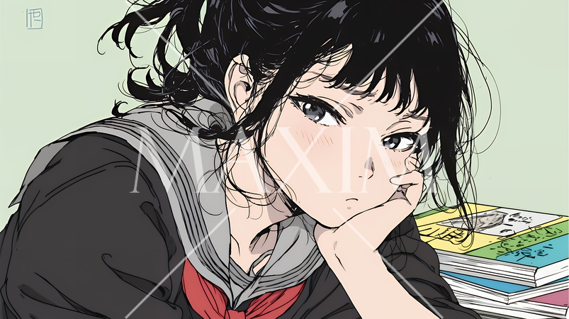 「つまんないの」と不貞腐れている制服を着た女子高生