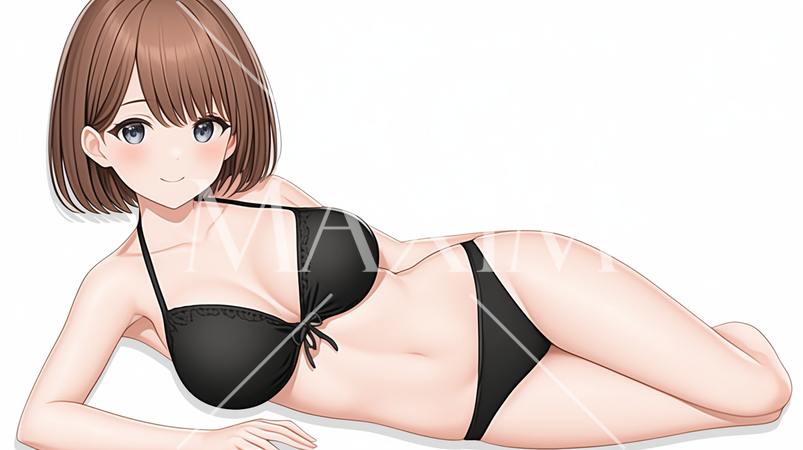 青い水着を着た若い女性