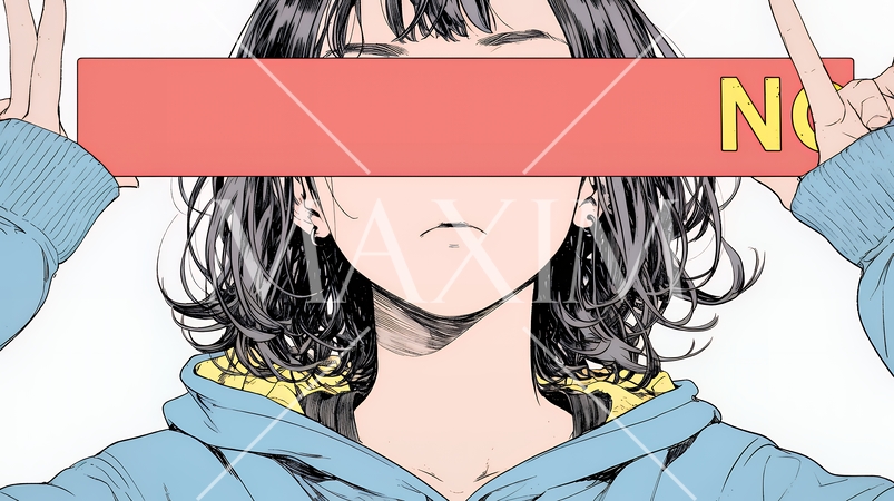 Noのレッドカードサインを出している女性