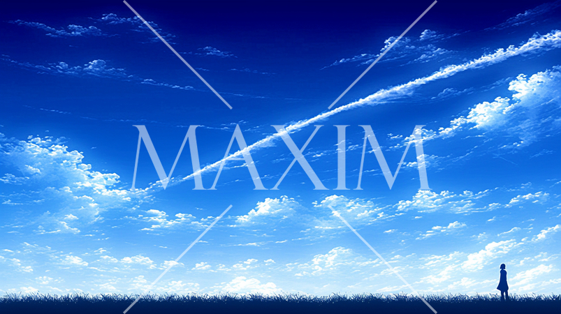 秋の高い青空に浮かぶ白い雲と飛行機