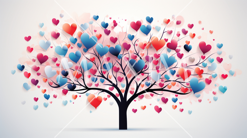 ハートがいっぱいの愛が実る木