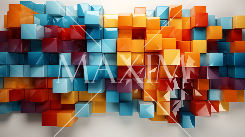 色とりどりのプラスチックブロックで構成されたジオメトリックな背景