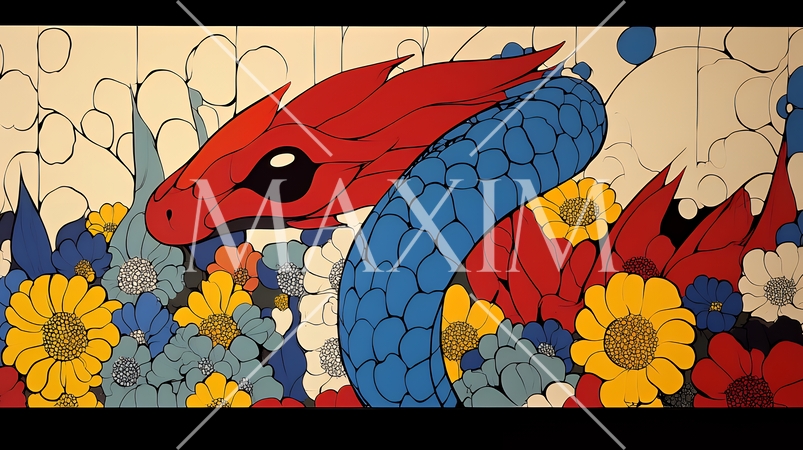 年賀状用のポップなヘビのイラスト