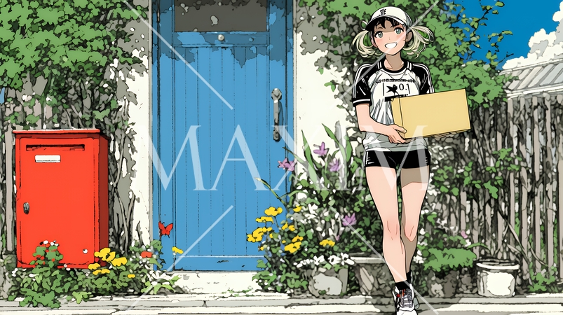 若い女性の宅配配達員（ドライバー）