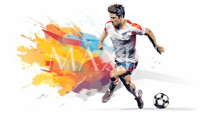 サッカー選手がドリブルをしている