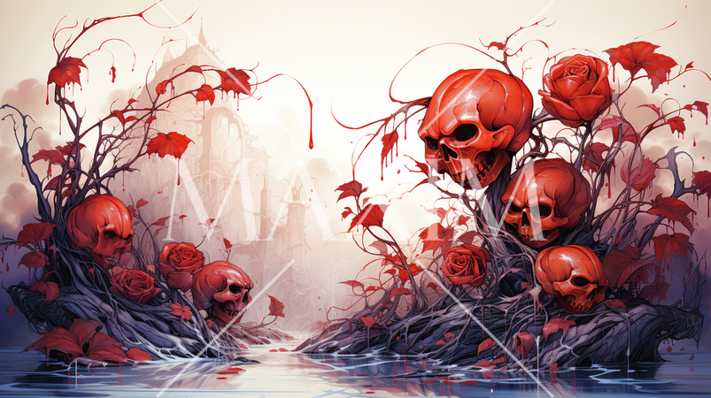 血塗られたハロウィン（Bloody_Halloween）：水彩画